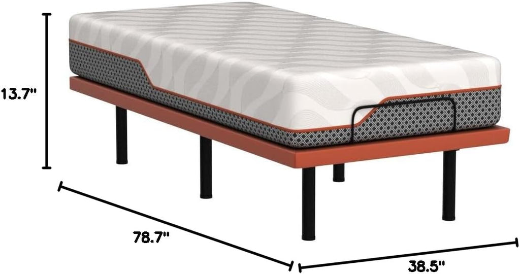 Adjustable Bed Frame + 14" Hybrid Mattress Twin XL - Luxury Gel Memory Foam(319 Pocket Springs) with Massage, Wireless Remote, USB, Under Bed Night Light, Medium Soft, 3000 Series