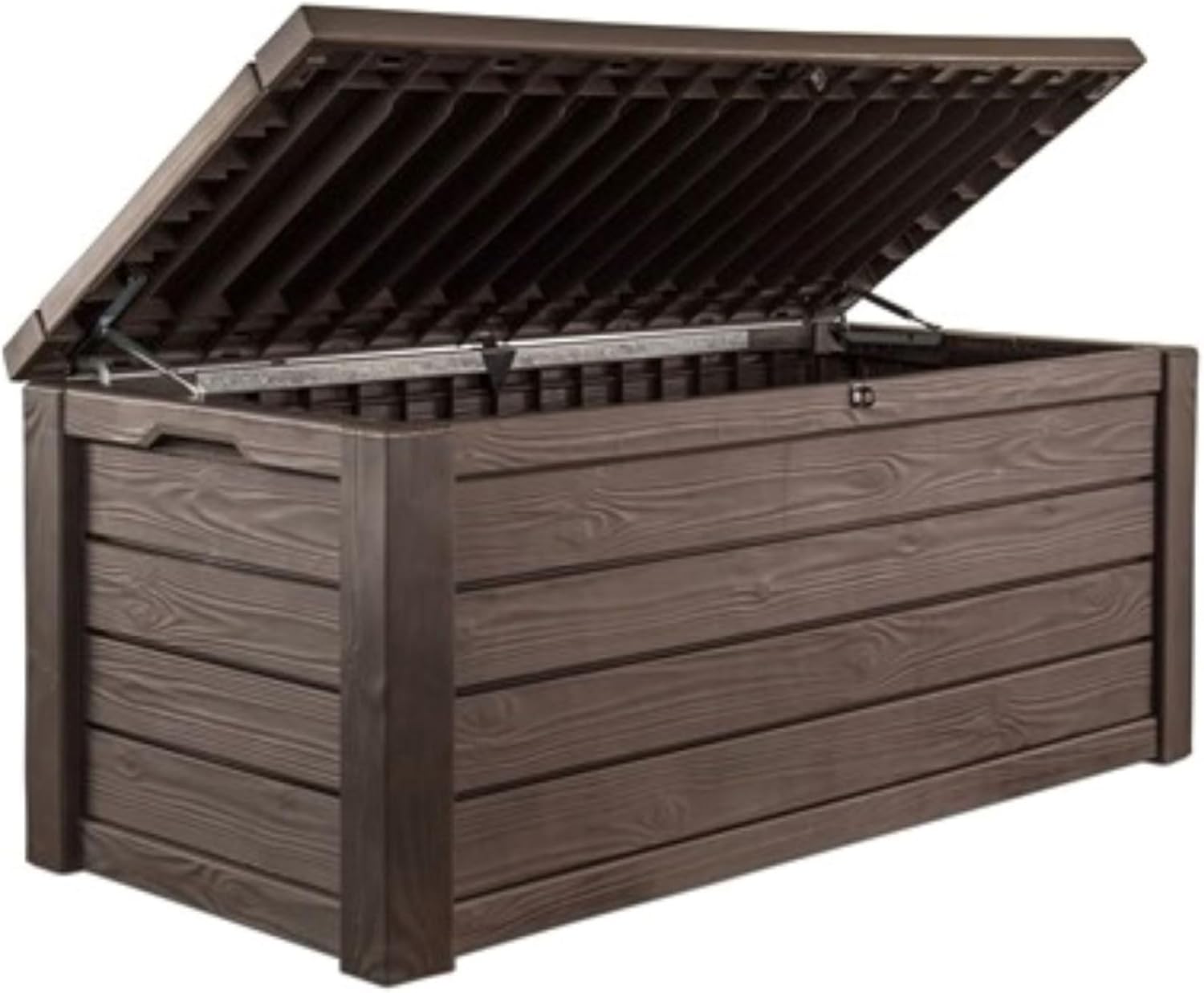 150 Gallon Resin Large Deck Box Organization and Storage Box for Patio, Outdoor Cushions, Garden Tools, Brown