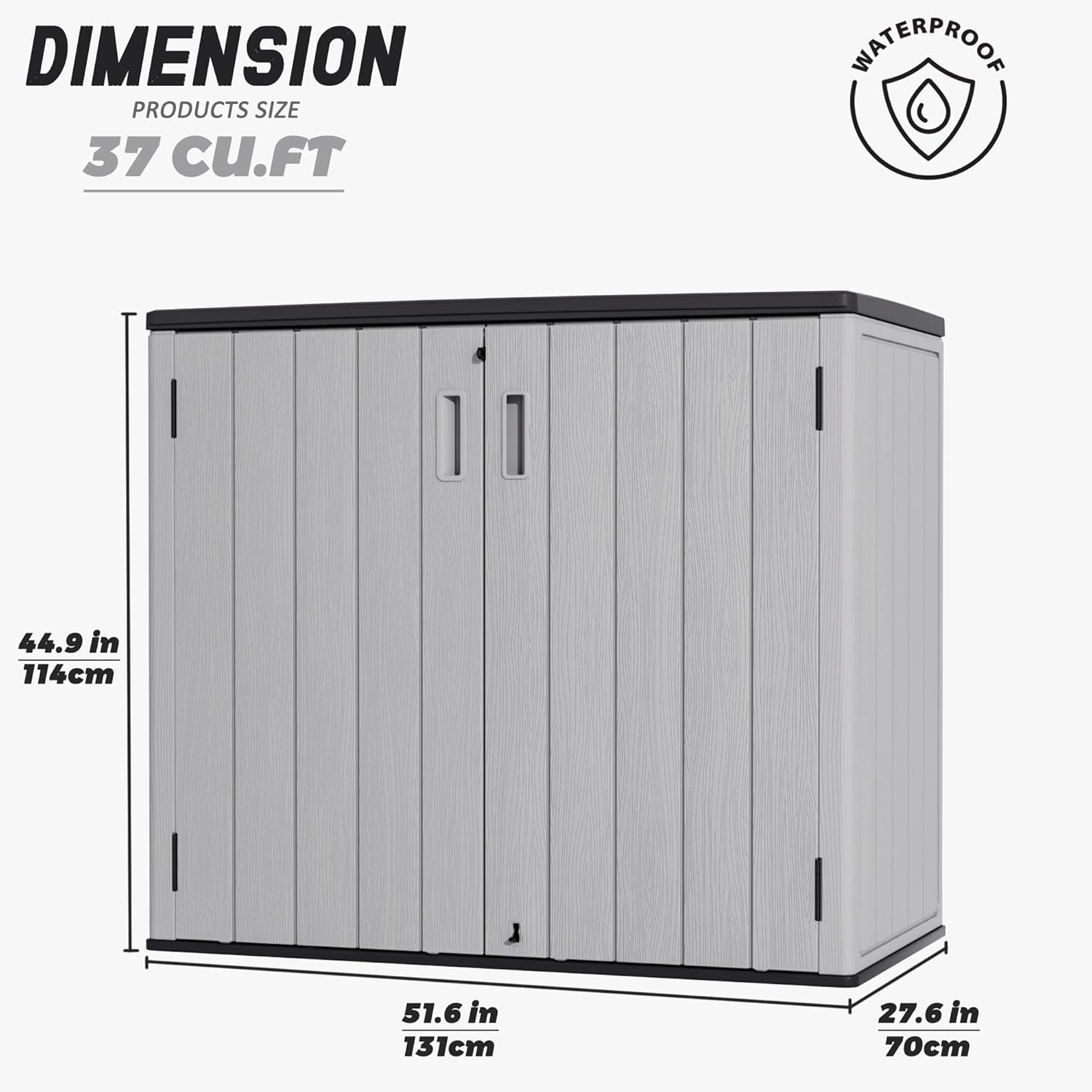 Large Outdoor Storage Box, Resin Sheds & Outdoor Storage Waterproof/ Lockable, Outdoor Storage Cabinets for Balcony, Garage, Backyard (37Cu.ft-Pale Grey)