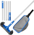 Deluxe Swimming Pool Cleaning Kit Including Half-Deep Fine Mesh Pool Leaf Skimmer Net,12" Round Pool Brush Head & 70.5" Pole, for Above Ground Pools, Ponds, Spas, Hot Tubs