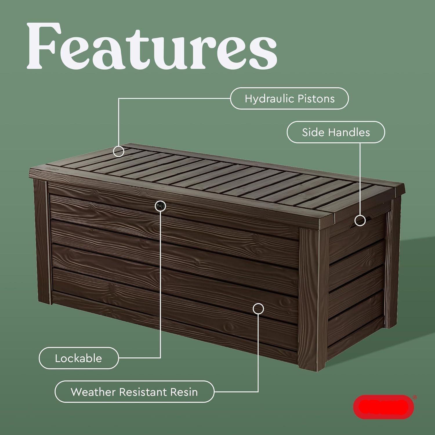 150 Gallon Resin Large Deck Box Organization and Storage Box for Patio, Outdoor Cushions, Garden Tools, Brown
