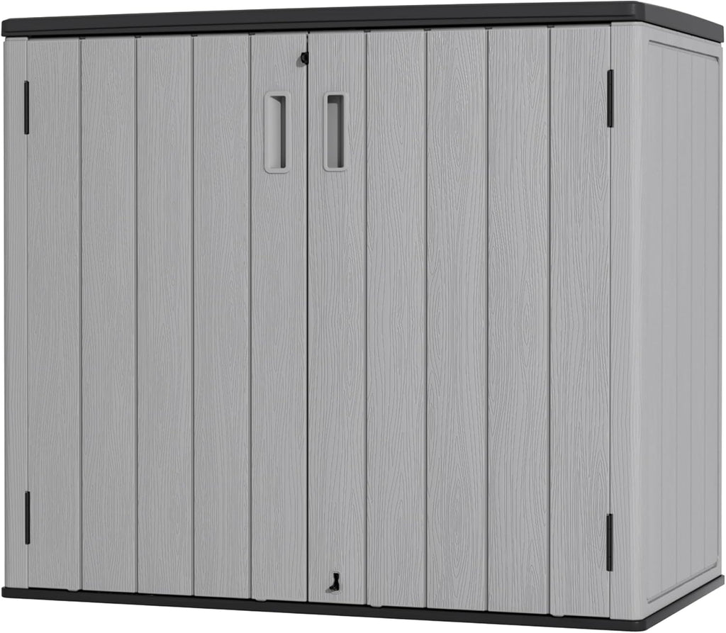 Large Outdoor Storage Box, Resin Sheds & Outdoor Storage Waterproof/ Lockable, Outdoor Storage Cabinets for Balcony, Garage, Backyard (37Cu.ft-Pale Grey)