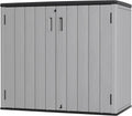 Large Outdoor Storage Box, Resin Sheds & Outdoor Storage Waterproof/ Lockable, Outdoor Storage Cabinets for Balcony, Garage, Backyard (37Cu.ft-Pale Grey)