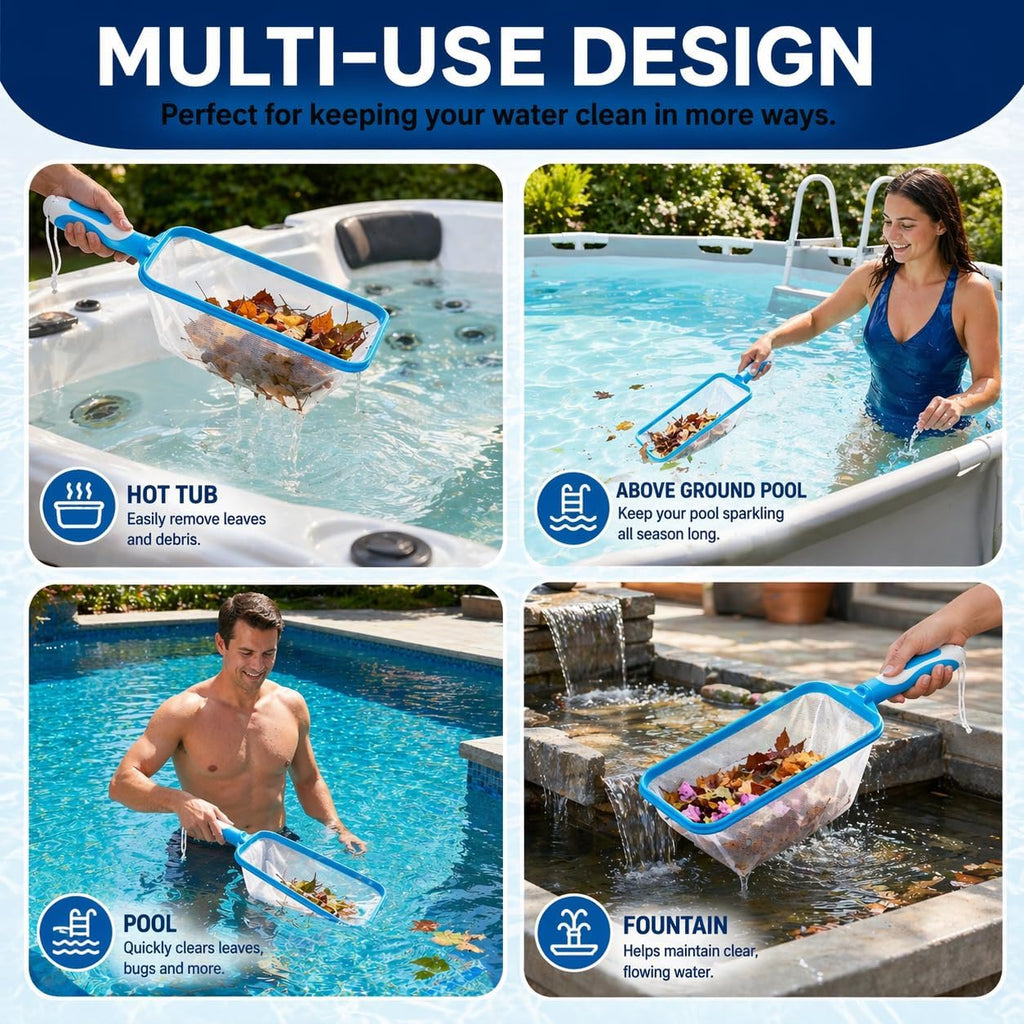 Swim-N-Scoop in-Pool Handheld Skimmer Net for Scooping Debris, Leaves, and Bugs While Swimming