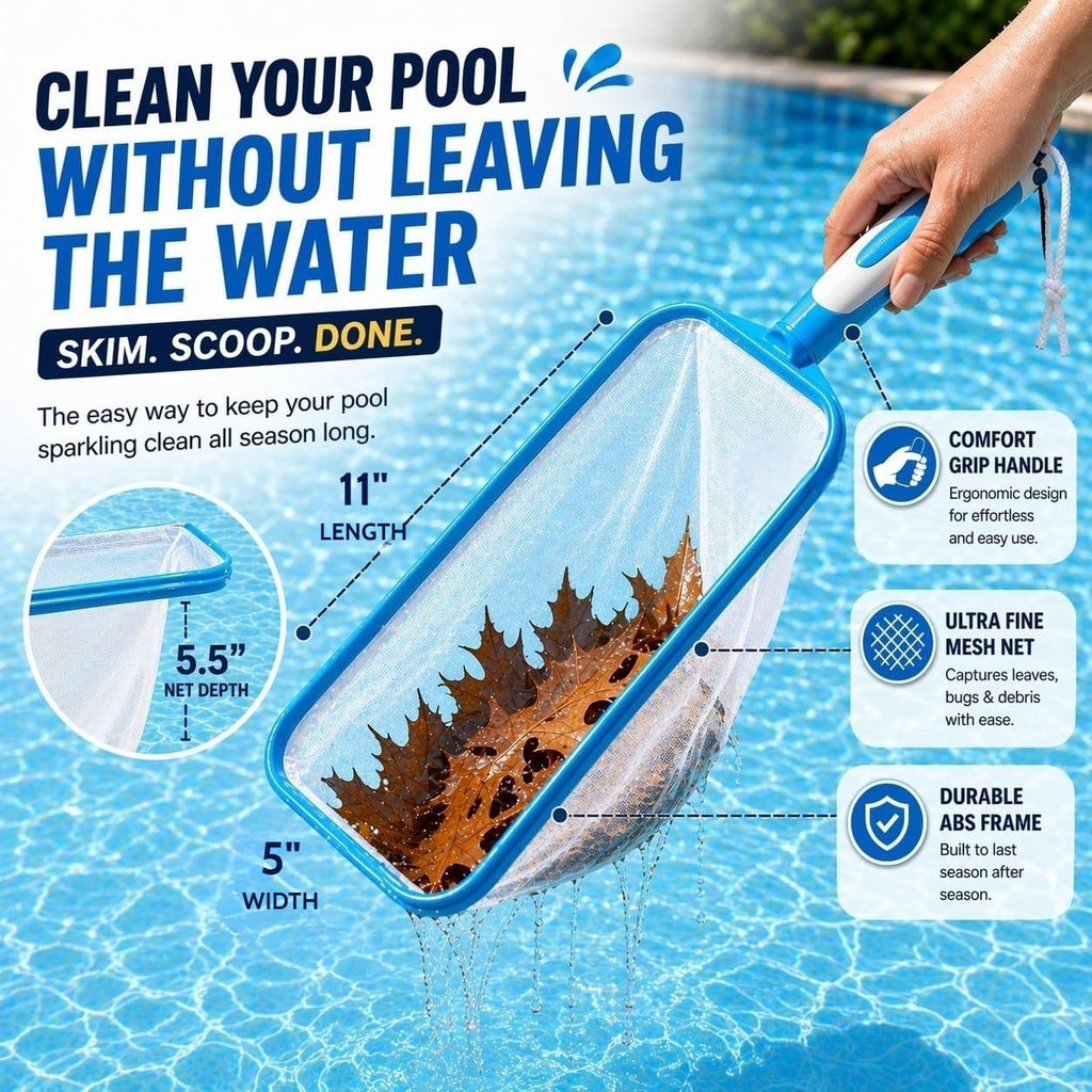 Swim-N-Scoop in-Pool Handheld Skimmer Net for Scooping Debris, Leaves, and Bugs While Swimming