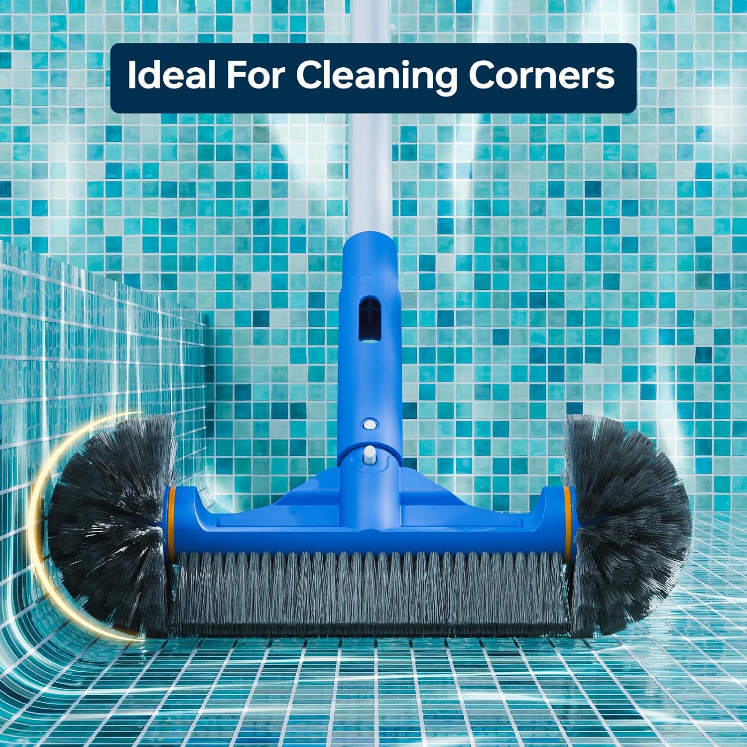 Deluxe Swimming Pool Cleaning Kit Including Half-Deep Fine Mesh Pool Leaf Skimmer Net,12" Round Pool Brush Head & 70.5" Pole, for Above Ground Pools, Ponds, Spas, Hot Tubs