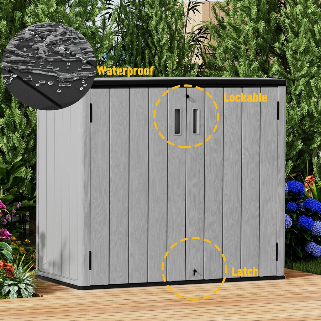 Large Outdoor Storage Box, Resin Sheds & Outdoor Storage Waterproof/ Lockable, Outdoor Storage Cabinets for Balcony, Garage, Backyard (37Cu.ft-Pale Grey)