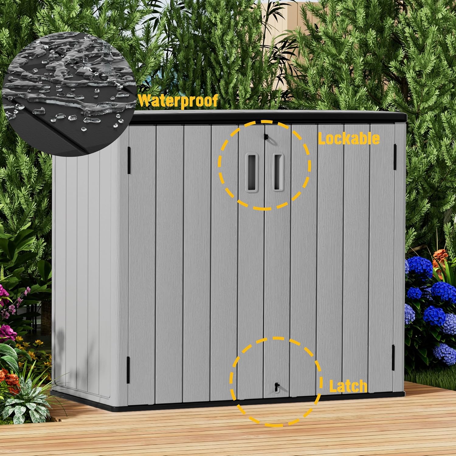 Large Outdoor Storage Box, Resin Sheds & Outdoor Storage Waterproof/ Lockable, Outdoor Storage Cabinets for Balcony, Garage, Backyard (37Cu.ft-Pale Grey)